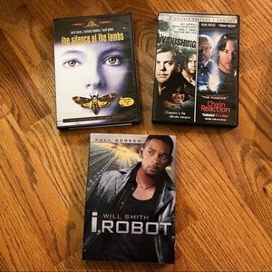 EUC 4 Thriller Collection Movie DVDs (i,Robot/Silence of the Lambs/Vanishing)